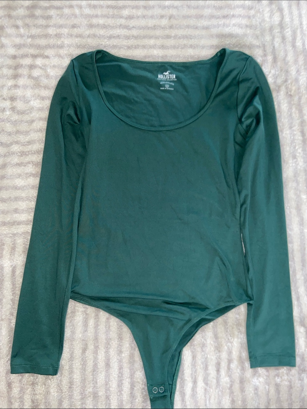 Hollister Scoop Neck Long Sleeve Bodysuit - Deep Teal Green